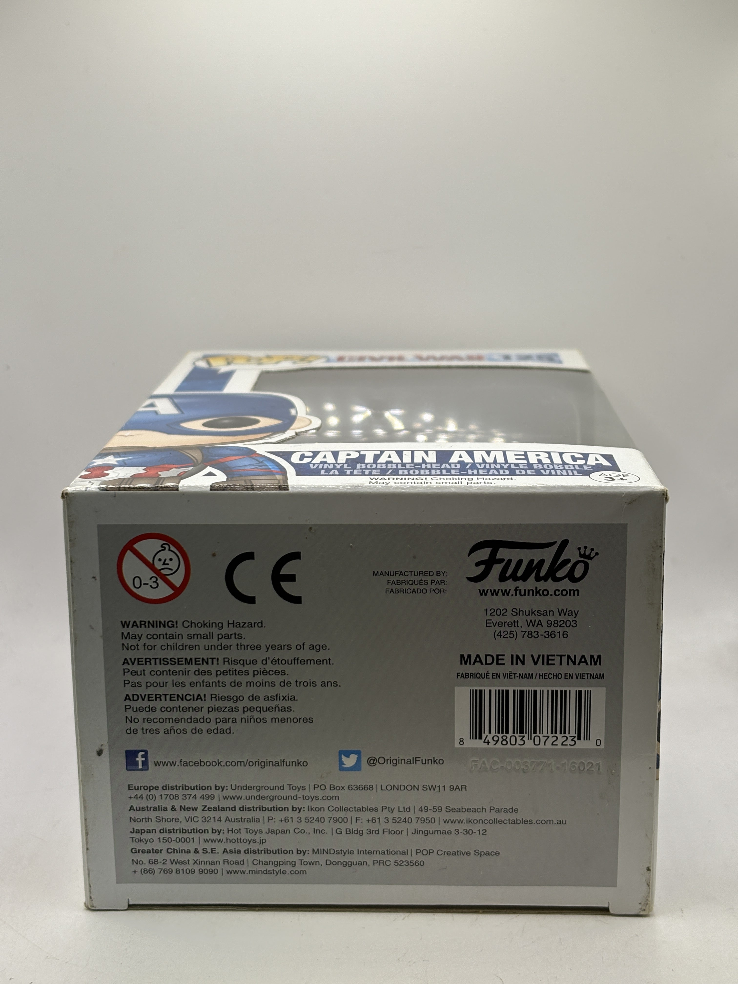 Funko POP! Marvel Captain America Civil War #125 Captain America Bobble-Head - Box DMG — bottom